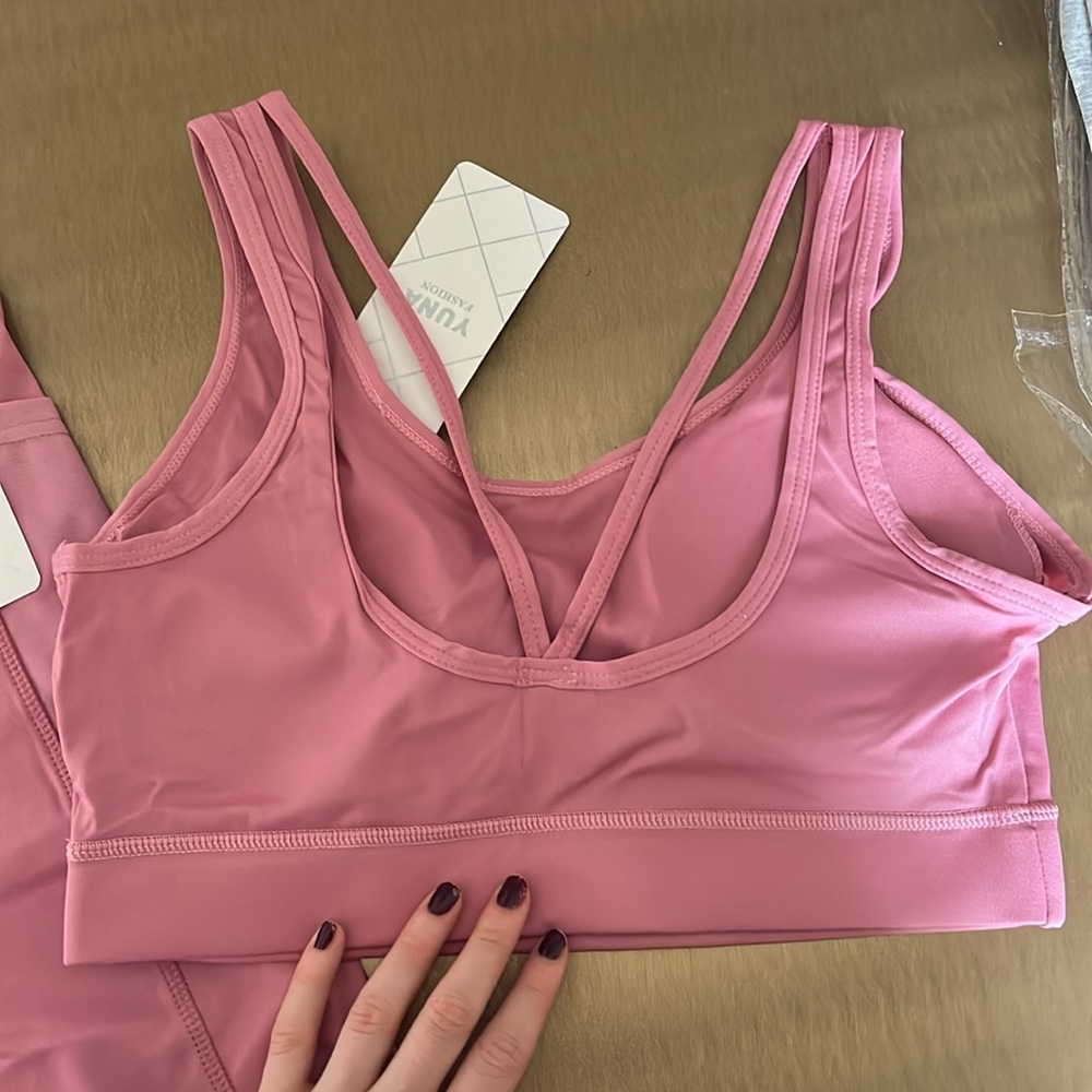 NWT Pink Sports Bra & Biker Short Set - Picture 5 of 5